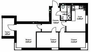 3-кімнатна 61.63 м² в ЖК Cherry House від 13 500 грн/м², смт Гостомель