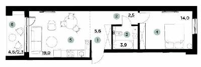 1-кімнатна 47.4 м² в ЖК PARKTOWN від 18 500 грн/м², смт Гостомель