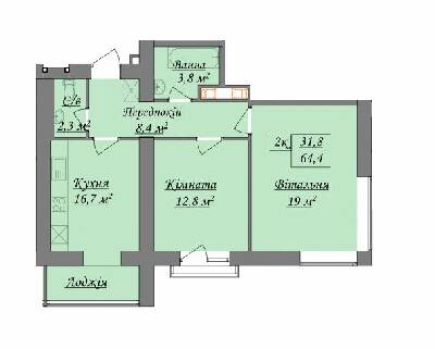 2-кімнатна 64.4 м² в ЖК Містечко Козацьке від 13 800 грн/м², Івано-Франківськ