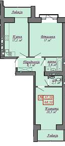 2-кімнатна 68.3 м² в ЖК Містечко Козацьке від 13 800 грн/м², Івано-Франківськ