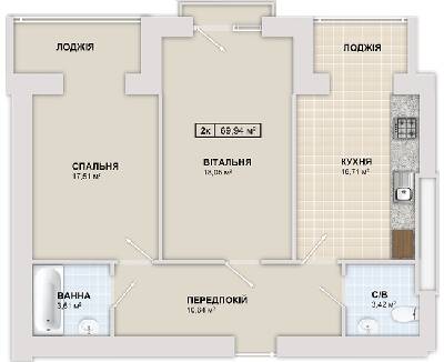 2-кімнатна 69.94 м² в ЖК Містечко Козацьке від 13 800 грн/м², Івано-Франківськ
