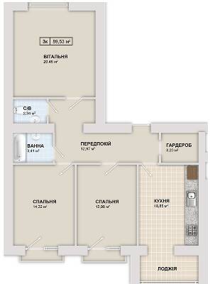 3-кімнатна 89.53 м² в ЖК Містечко Козацьке від 13 800 грн/м², Івано-Франківськ