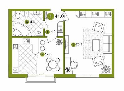 1-комнатная 41 м² в ЖК Вишневий от 11 500 грн/м², Ивано-Франковск