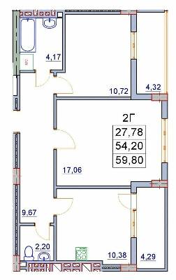 2-комнатная 59.8 м² в ЖК Вишневий от 12 000 грн/м², Ивано-Франковск