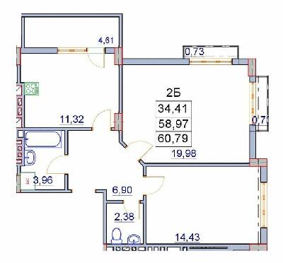 2-комнатная 60.79 м² в ЖК Вишневий от 12 000 грн/м², Ивано-Франковск
