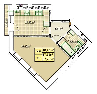1-кімнатна 37.75 м² в ЖК Millennium від 12 100 грн/м², Івано-Франківськ