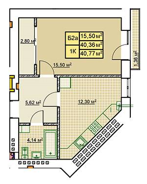 1-кімнатна 40.77 м² в ЖК Millennium від 12 400 грн/м², Івано-Франківськ