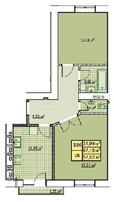 2-комнатная 57.53 м² в ЖК Millennium от 12 100 грн/м², Ивано-Франковск