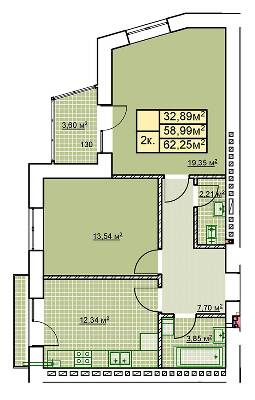 2-комнатная 62.25 м² в ЖК Millennium от 12 100 грн/м², Ивано-Франковск