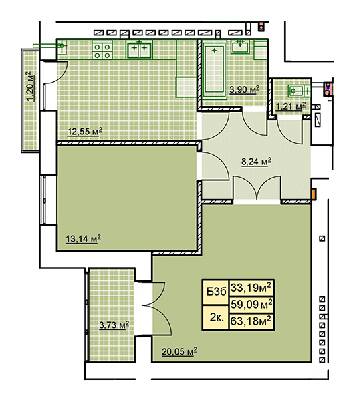 2-комнатная 63.18 м² в ЖК Millennium от 12 100 грн/м², Ивано-Франковск