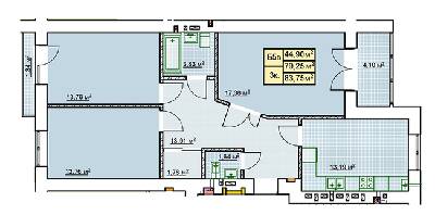 3-комнатная 83.75 м² в ЖК Millennium от 12 400 грн/м², Ивано-Франковск