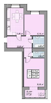 2-комнатная 71.3 м² в ЖК Millennium от 12 100 грн/м², Ивано-Франковск