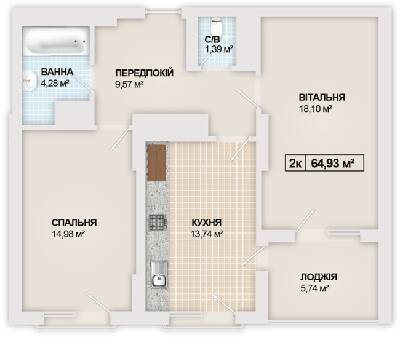 2-комнатная 64.93 м² в ЖК Sonata от 16 300 грн/м², Ивано-Франковск