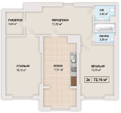 2-комнатная 72.16 м² в ЖК Sonata от 16 300 грн/м², Ивано-Франковск