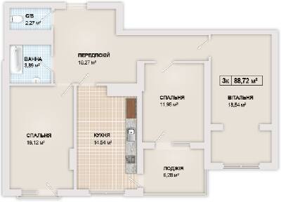 3-комнатная 88.72 м² в ЖК Sonata от 16 300 грн/м², Ивано-Франковск