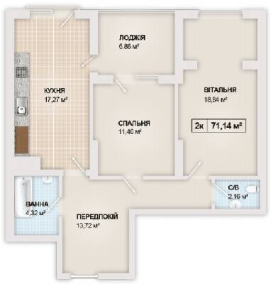 2-комнатная 71.14 м² в ЖК Sonata от 15 800 грн/м², Ивано-Франковск