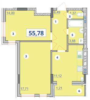 2-кімнатна 55.78 м² в ЖК Квартал Галичанка від 18 950 грн/м², Івано-Франківськ