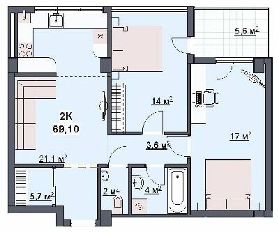 2-комнатная 69.1 м² в ЖК Лемковский от 16 500 грн/м², Ивано-Франковск