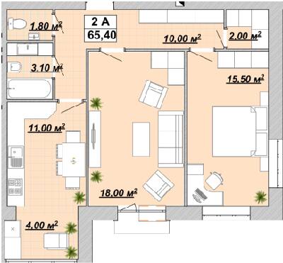 2-комнатная 65.4 м² в ЖР Княгинин от 14 000 грн/м², Ивано-Франковск