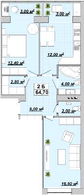 2-комнатная 64.7 м² в ЖР Княгинин от 14 000 грн/м², Ивано-Франковск