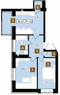 2-комнатная 67.79 м² в ЖК Элитный от 14 700 грн/м², Ивано-Франковск