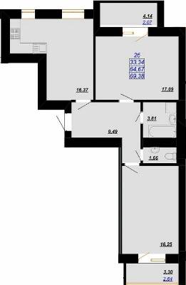 2-кімнатна 69.38 м² в ЖК Цитадель-2 від 12 000 грн/м², Івано-Франківськ