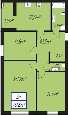 3-кімнатна 79.8 м² в ЖК Паркове містечко від 15 100 грн/м², Івано-Франківськ