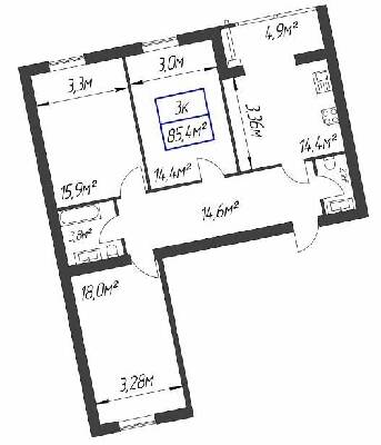 3-кімнатна 85.4 м² в ЖК Паркове містечко від 13 200 грн/м², Івано-Франківськ
