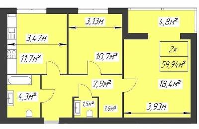 2-кімнатна 59.94 м² в ЖК Паркове містечко від 15 100 грн/м², Івано-Франківськ