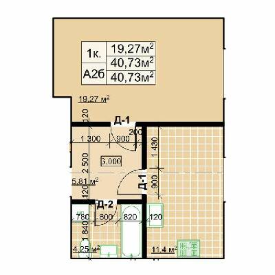 1-кімнатна 40.73 м² в ЖК Столичний квартал від 13 300 грн/м², м. Коломия