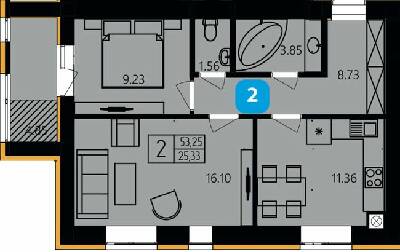 2-комнатная 53.25 м² в ЖК River Park от 18 000 грн/м², Хмельницкий