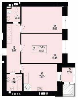 2-комнатная 65.43 м² в ЖК Дизайн парк от 14 400 грн/м², Хмельницкий