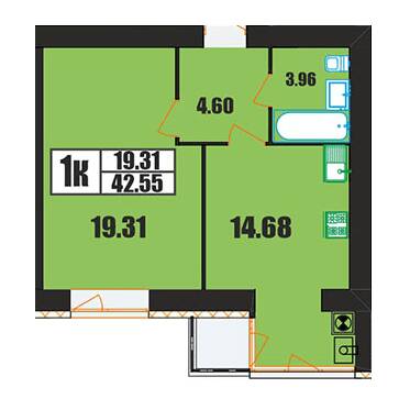 1-комнатная 42.55 м² в ЖК на ул. Панаса Мирного, 20/2 от 15 700 грн/м², Хмельницкий