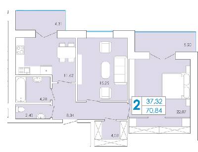 2-комнатная 70.84 м² в ЖК Срібні озера комфорт от 14 500 грн/м², Хмельницкий
