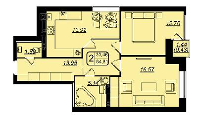 Двокімнатні в ЖК Golden House