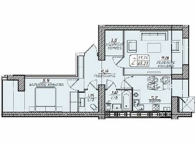 2-кімнатна 65.23 м² в ЖК Західний від 16 500 грн/м², Вінниця