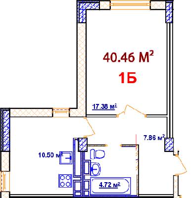 1-комнатная 40.46 м² в ЖК Комфорт от 14 000 грн/м², Винница