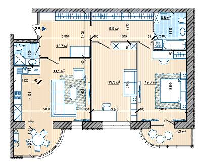 2-комнатная 108.6 м² в ЖК Парковый от 30 250 грн/м², Винница