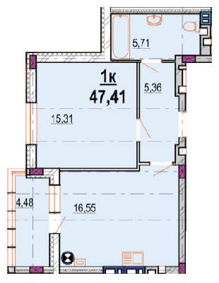 1-комнатная 47.41 м² в ЖК Родинний маєток от 25 500 грн/м², Винница