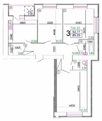 3-комнатная 89.25 м² в Мкрн Академический от 16 500 грн/м², Винница