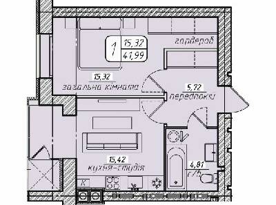 1-комнатная 41.99 м² в ЖК Западный от 17 000 грн/м², Винница