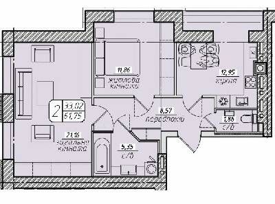 2-кімнатна 61.75 м² в ЖК Західний від 17 500 грн/м², Вінниця