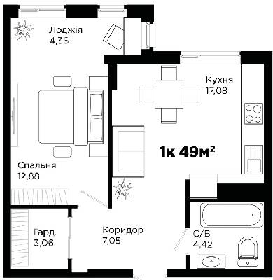 1-комнатная 49 м² в ЖК Chocolate от 15 500 грн/м², Ивано-Франковск