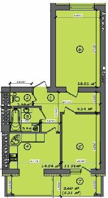 2-комнатная 62.32 м² в ЖК Итальянский от 18 000 грн/м², с. Тарасово