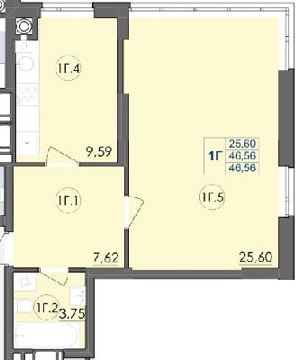 1-кімнатна 46.56 м² в ЖК Panorama від 16 500 грн/м², Луцьк