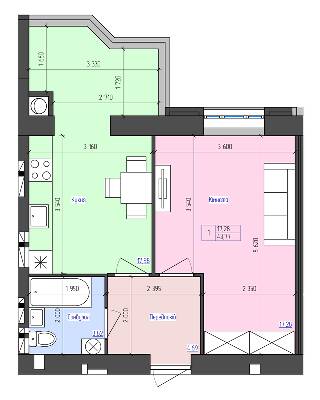 1-кімнатна 43.77 м² в ЖК Атлант від 14 300 грн/м², Луцьк