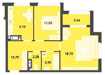 2-комнатная 60.19 м² в ЖК River City от 20 800 грн/м², Житомир