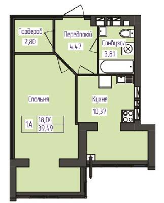 1-комнатная 39.49 м² в ЖК Польский бульвар от 14 000 грн/м², Житомир