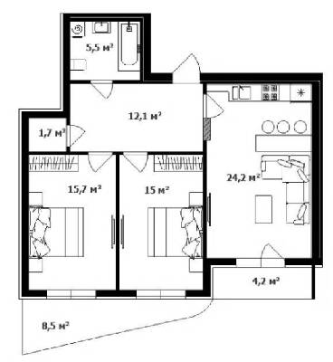 2-кімнатна 77 м² в ЖК Dream City від 34 700 грн/м², Ужгород