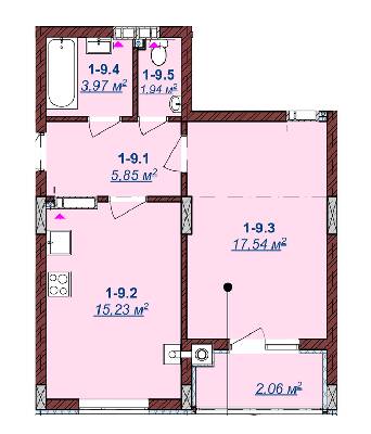 1-кімнатна 46.6 м² в ЖК Щасливий від 14 400 грн/м², Ужгород